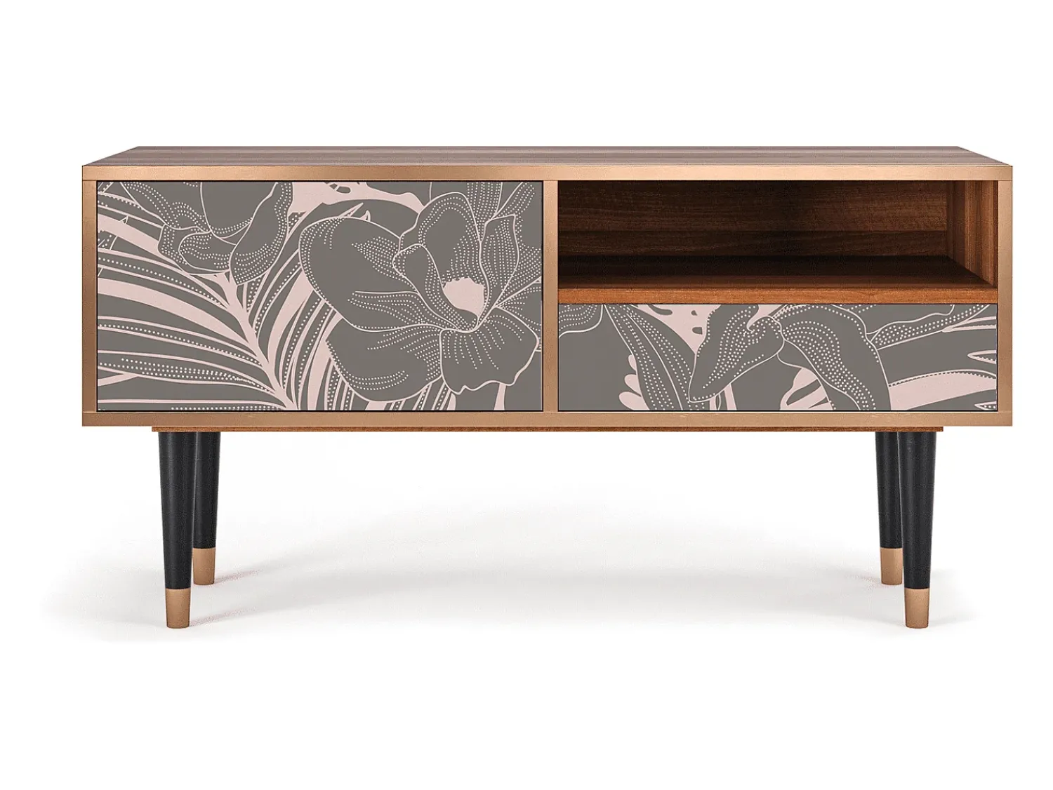 Mueble de TV - 115х59х48 cm - T3 - Issabelline Flower, Nogueira^ Móvel De Tv