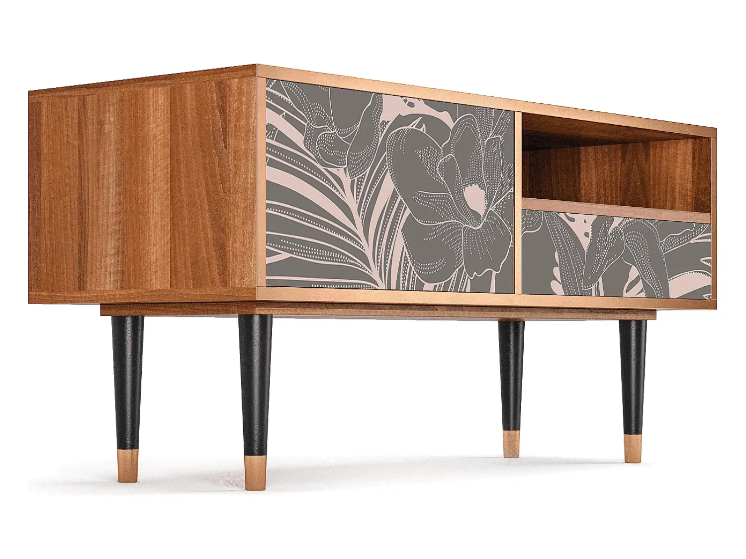 Mueble de TV - 115х59х48 cm - T3 - Issabelline Flower, Nogueira^ Móvel De Tv