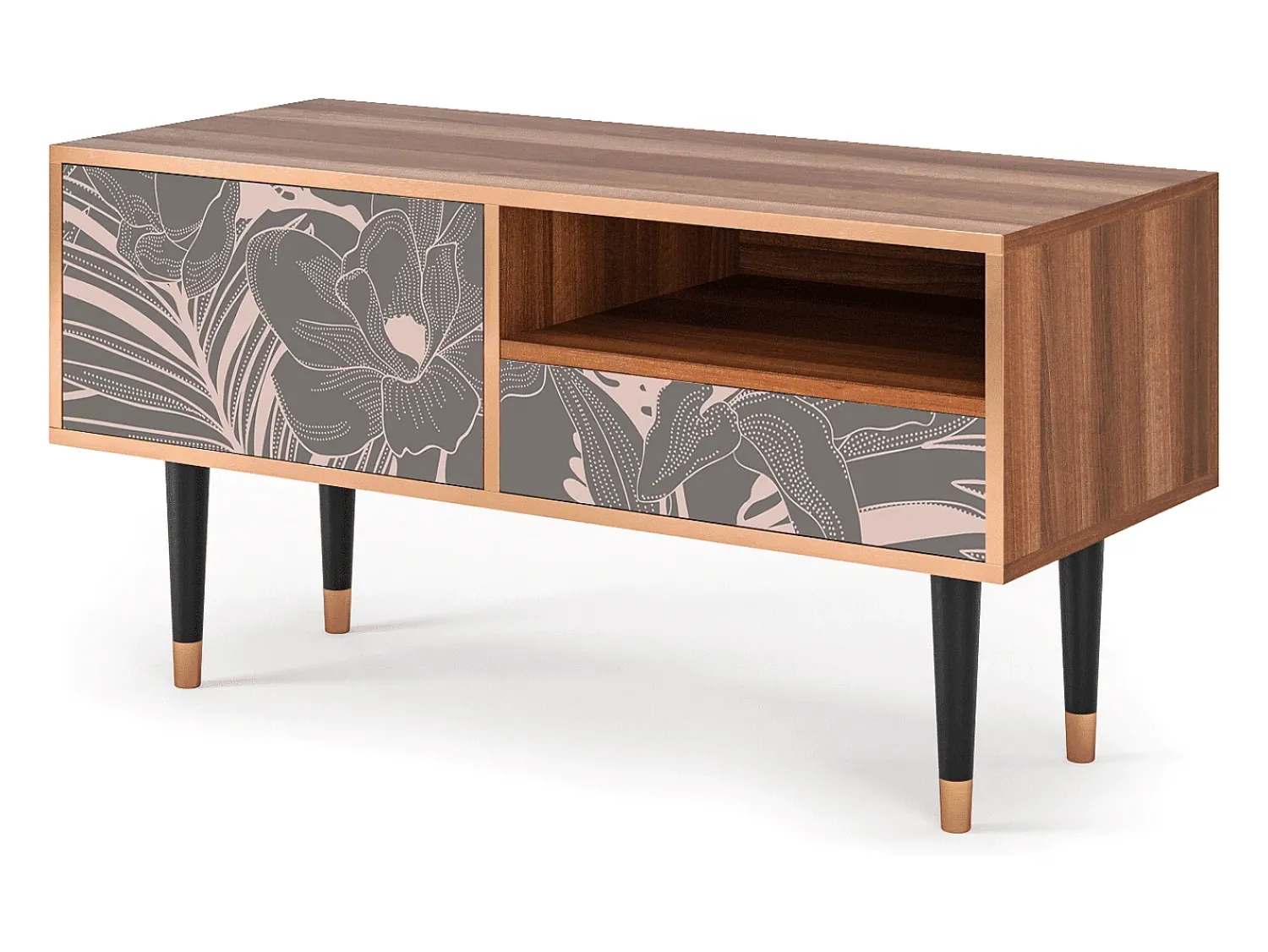Mueble de TV - 115х59х48 cm - T3 - Issabelline Flower, Nogueira^ Móvel De Tv