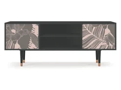 New Mueble de TV - 170х69х48 cm - T2 - Issabelline Flower, Antracite Cinza antracite