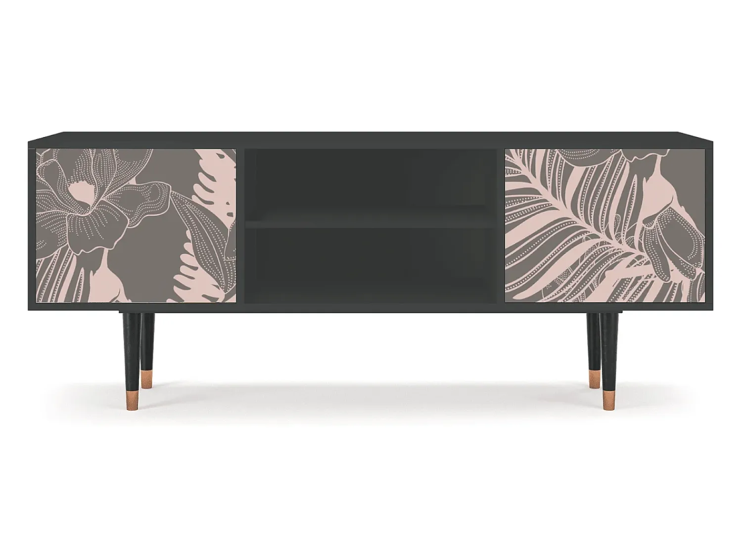 New Mueble de TV - 170х69х48 cm - T2 - Issabelline Flower, Antracite Cinza antracite