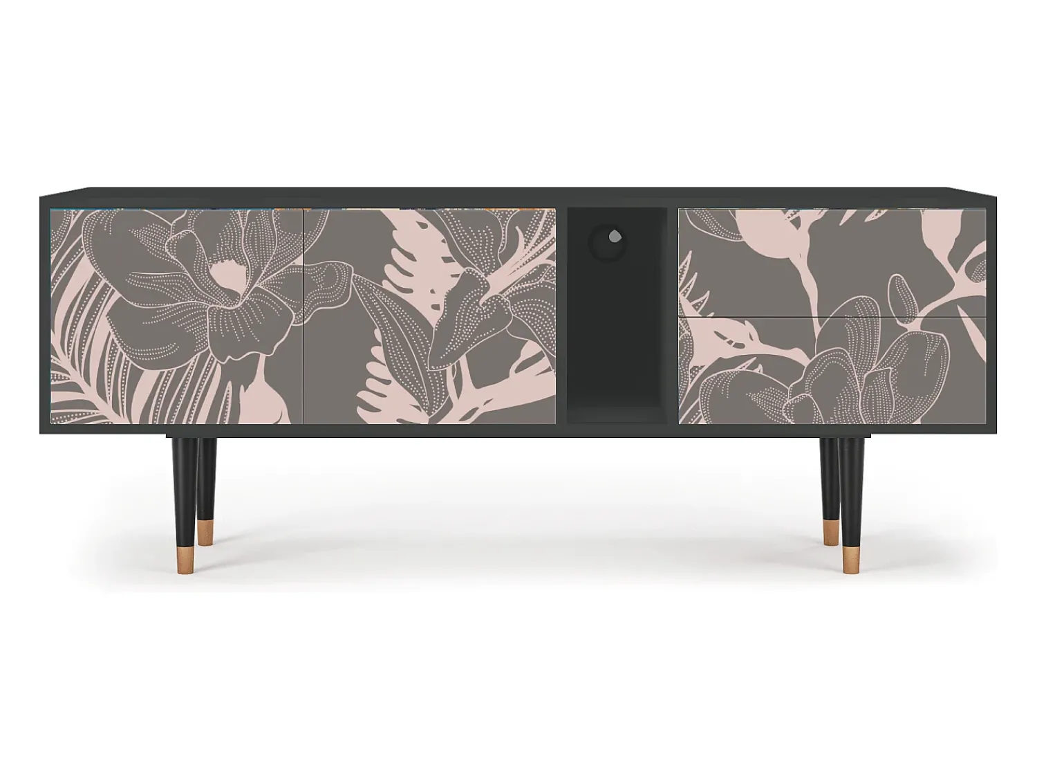 Best Mueble de TV - 170х69х48 cm - T1 - Issabelline Flower, Antracite Cinza antracite