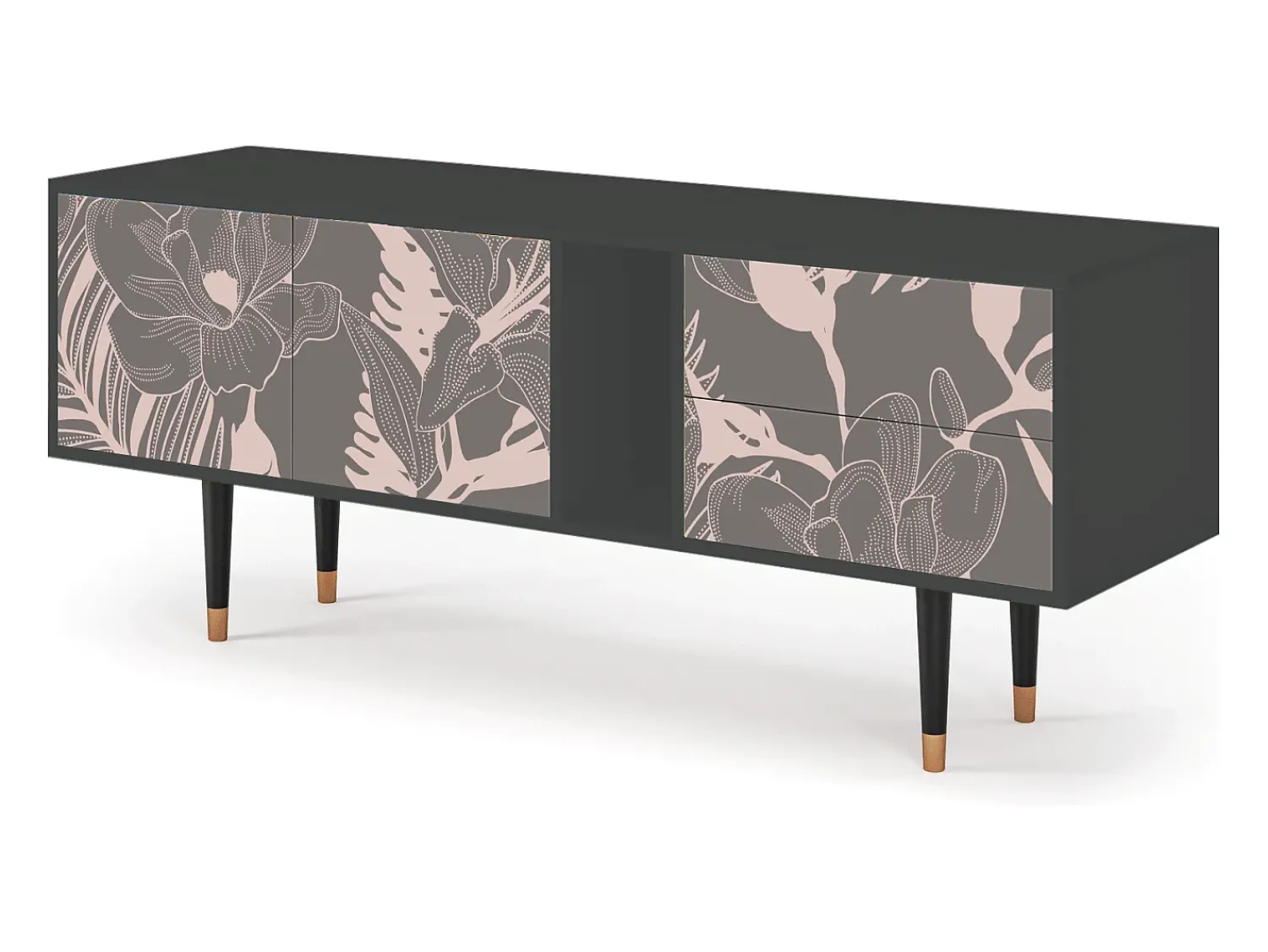 Best Mueble de TV - 170х69х48 cm - T1 - Issabelline Flower, Antracite Cinza antracite