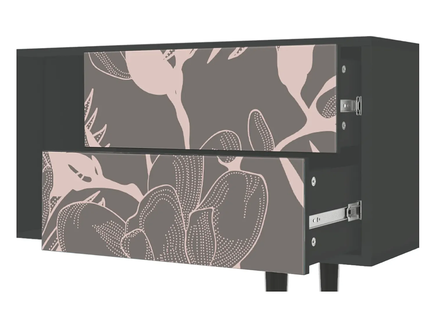 Best Mueble de TV - 170х69х48 cm - T1 - Issabelline Flower, Antracite Cinza antracite