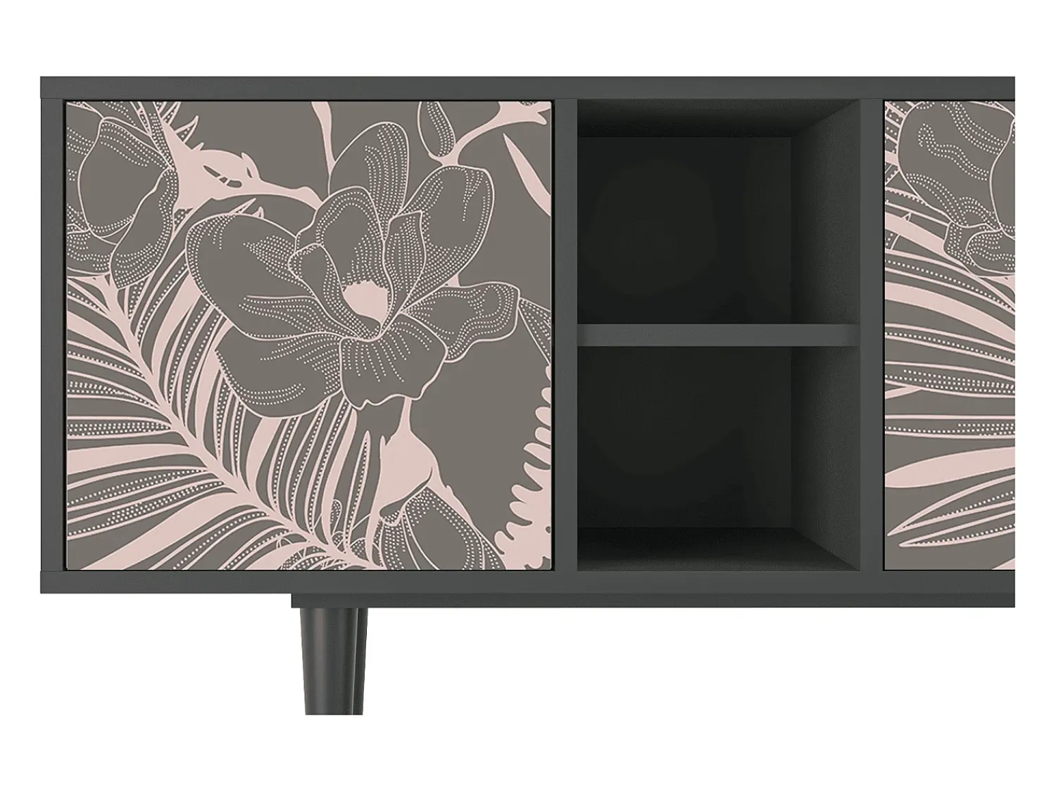 Móvel De Tv* Mueble de TV - 150х69х41 cm - T5 - Issabelline Flower, Antracite Cinza antracite
