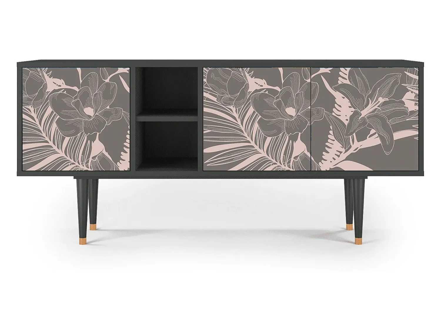 Móvel De Tv* Mueble de TV - 150х69х41 cm - T5 - Issabelline Flower, Antracite Cinza antracite