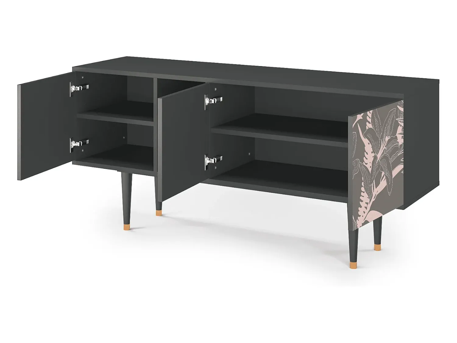 Móvel De Tv* Mueble de TV - 150х69х41 cm - T5 - Issabelline Flower, Antracite Cinza antracite