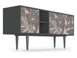 Móvel De Tv* Mueble de TV - 150х69х41 cm - T5 - Issabelline Flower, Antracite Cinza antracite
