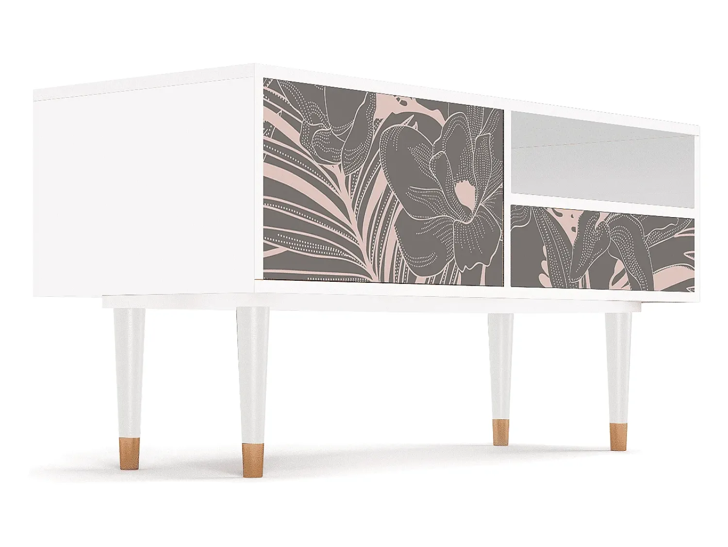 Mueble de TV - 115х59х48 cm - T3 - Issabelline Flower, Branco^ Móvel De Tv