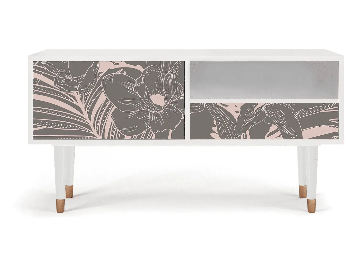 Mueble de TV - 115х59х48 cm - T3 - Issabelline Flower, Branco^ Móvel De Tv