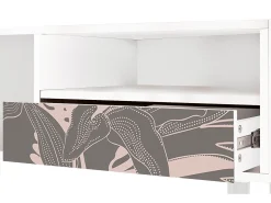 Mueble de TV - 115х59х48 cm - T3 - Issabelline Flower, Branco^ Móvel De Tv