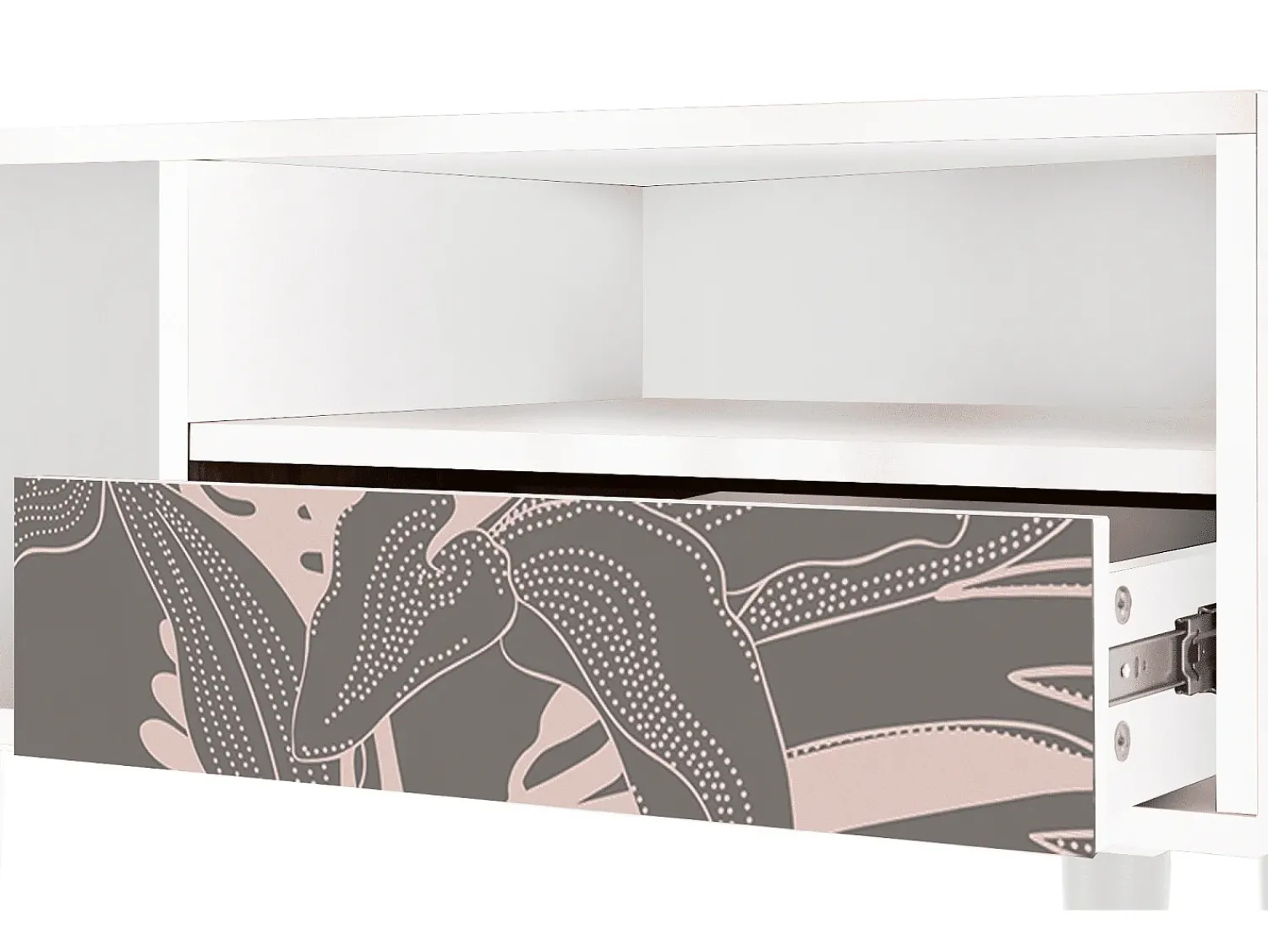 Mueble de TV - 115х59х48 cm - T3 - Issabelline Flower, Branco^ Móvel De Tv