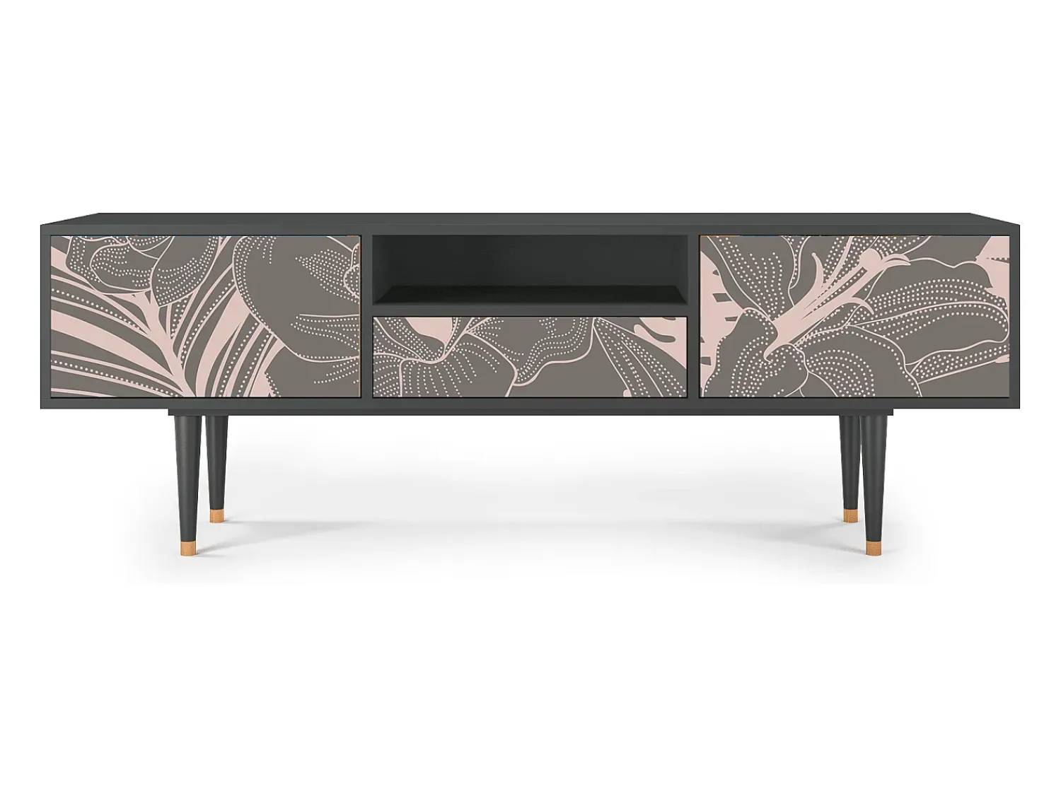 Mueble de TV - 170х59х41 cm - T6 - Issabelline Flower, Antracite Cinza antracite