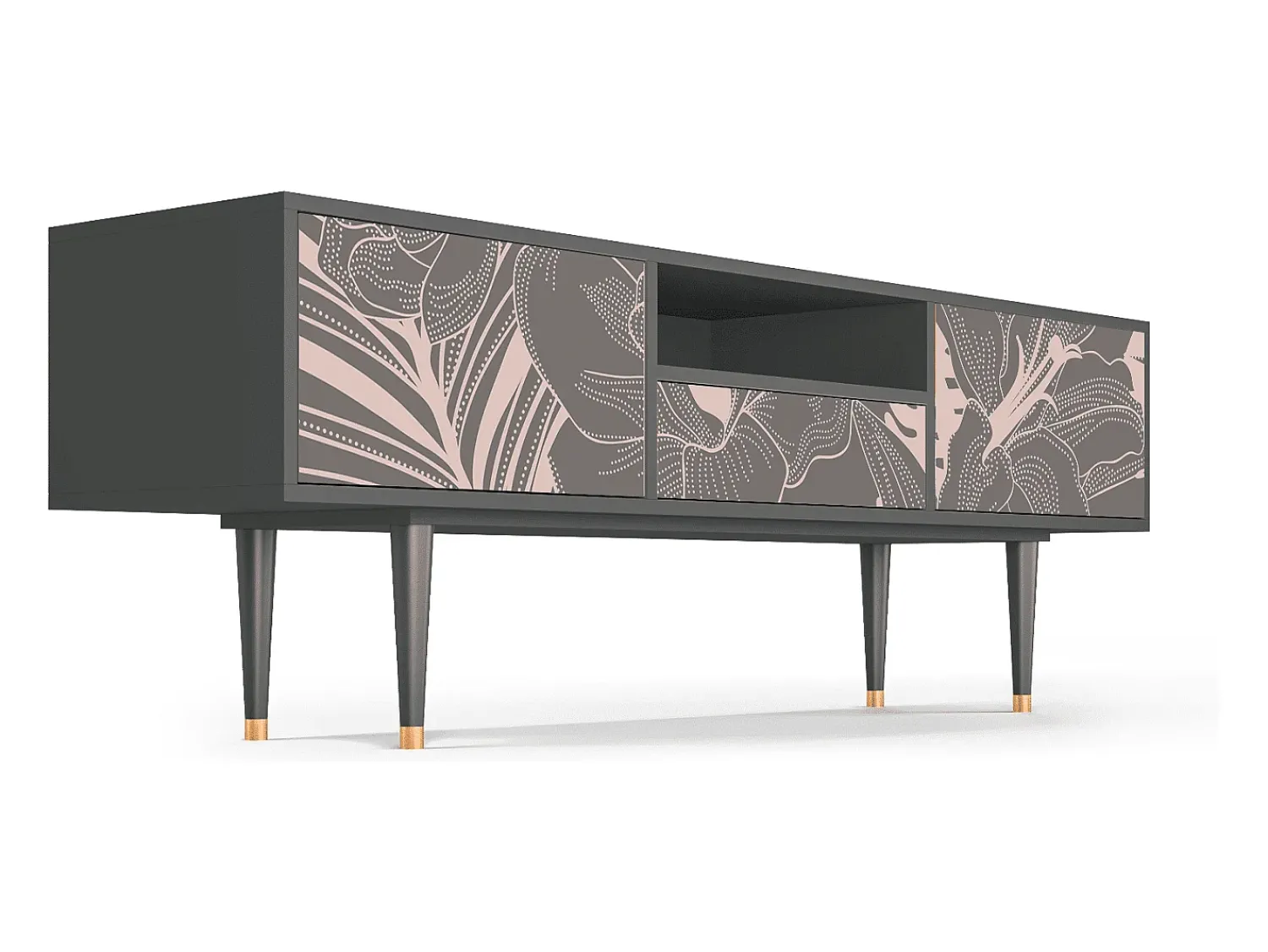 Mueble de TV - 170х59х41 cm - T6 - Issabelline Flower, Antracite Cinza antracite