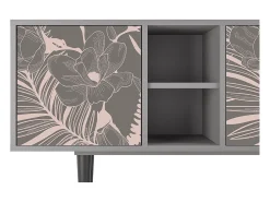 New Mueble de TV - 150х69х41 cm - T5 - Issabelline Flower, Cinza Cinzento