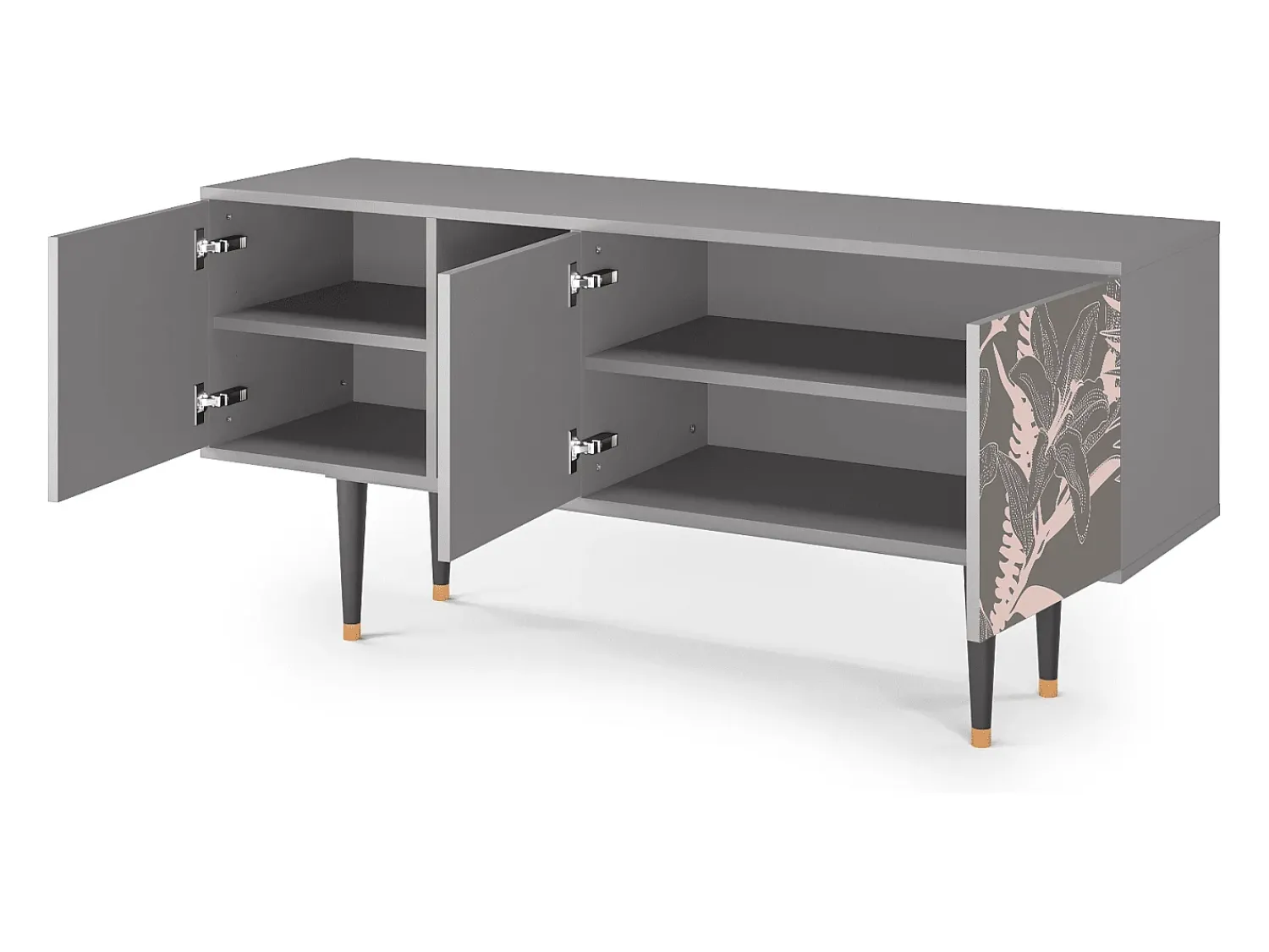 New Mueble de TV - 150х69х41 cm - T5 - Issabelline Flower, Cinza Cinzento