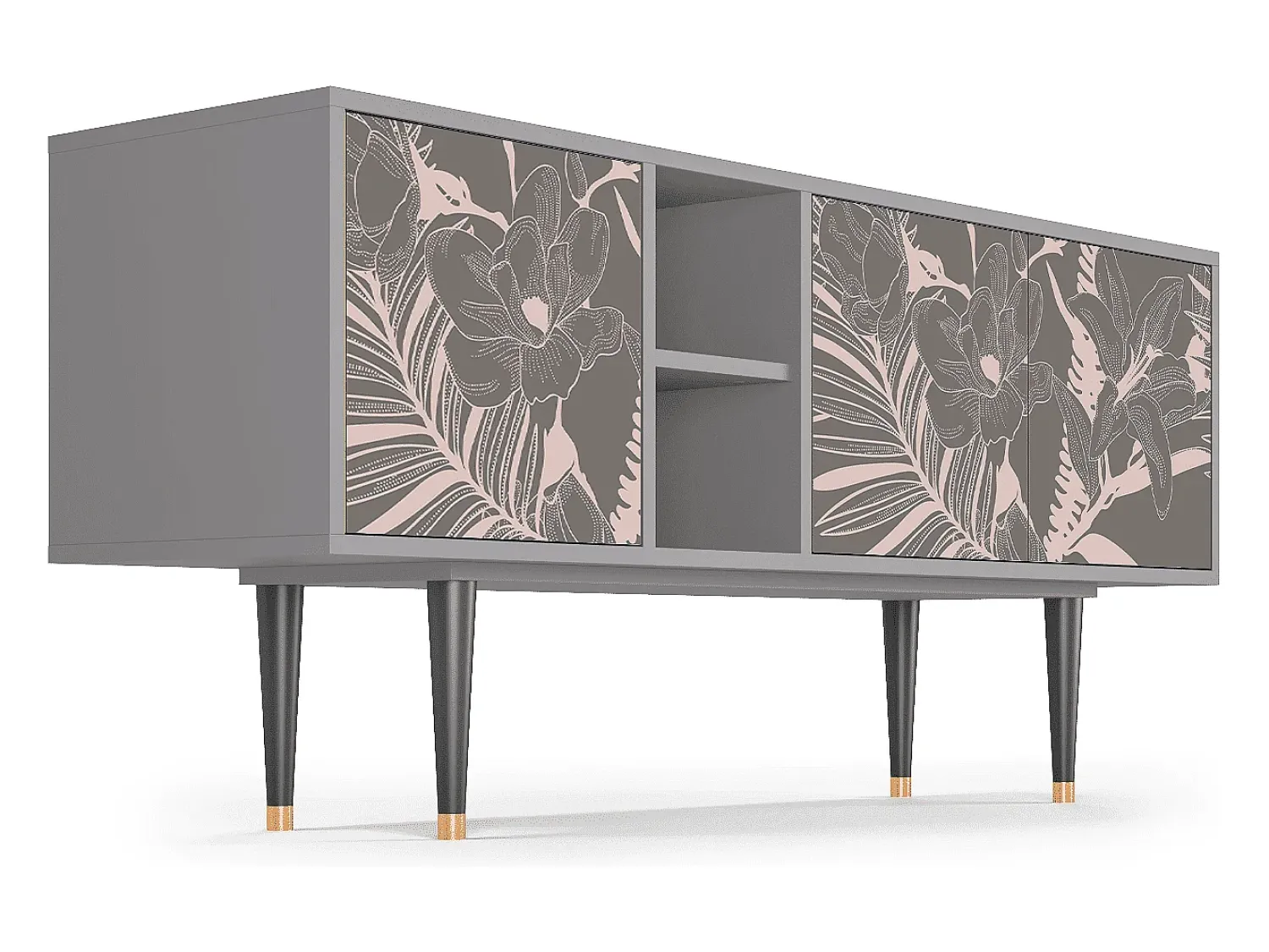 New Mueble de TV - 150х69х41 cm - T5 - Issabelline Flower, Cinza Cinzento