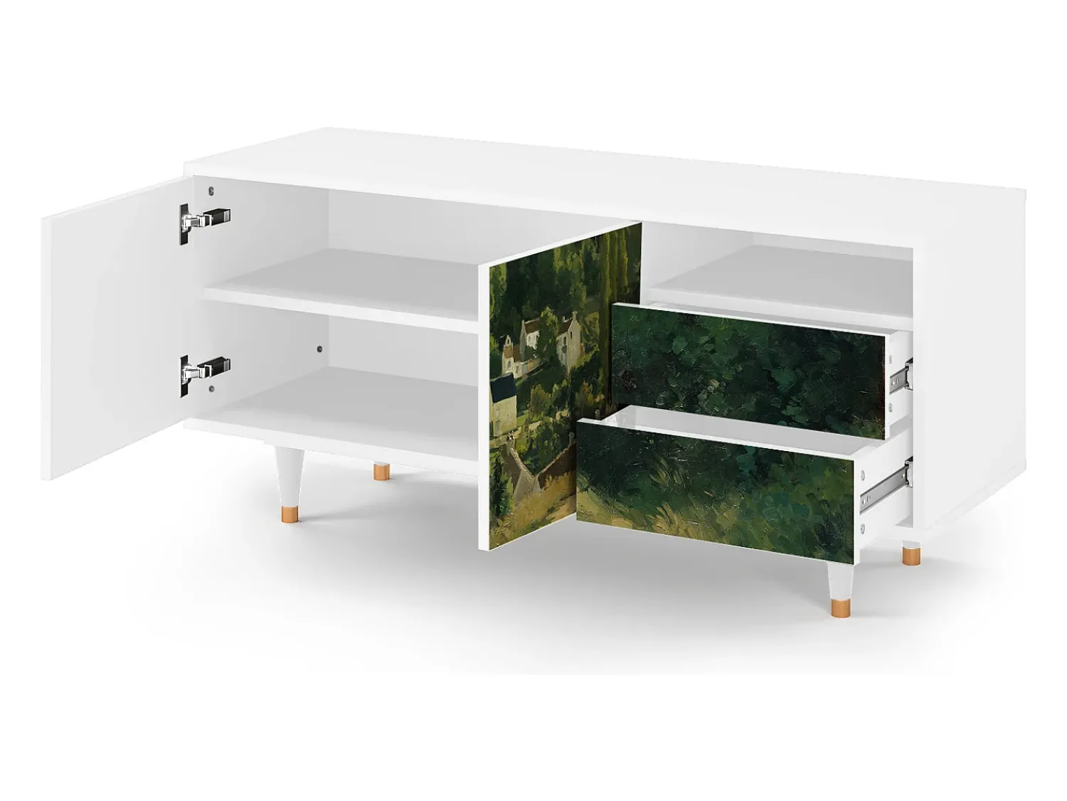 Móvel De Tv* Mueble de TV - 125х56х41 cm - T7 - Jalais Hill by Pissarro, Branco Bege