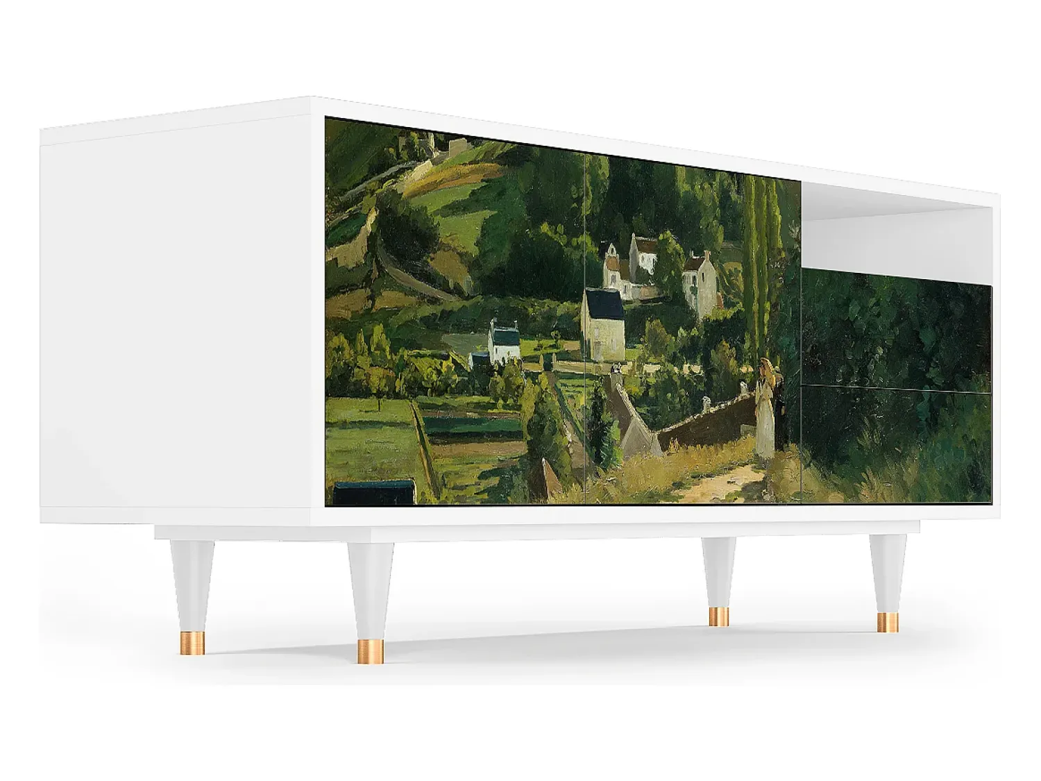 Móvel De Tv* Mueble de TV - 125х56х41 cm - T7 - Jalais Hill by Pissarro, Branco Bege