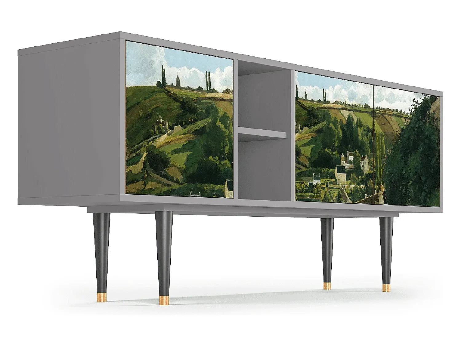 New Mueble de TV - 150х69х41 cm - T5 - Jalais Hill by Pissarro, Cinza Cinzento