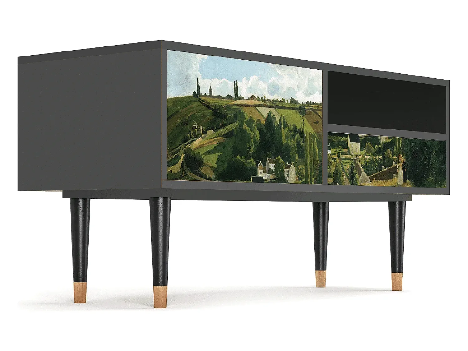 Móvel De Tv* Mueble de TV - 115х59х48 cm - T3 - Jalais Hill by Pissarro, Antracite Cinza antracite