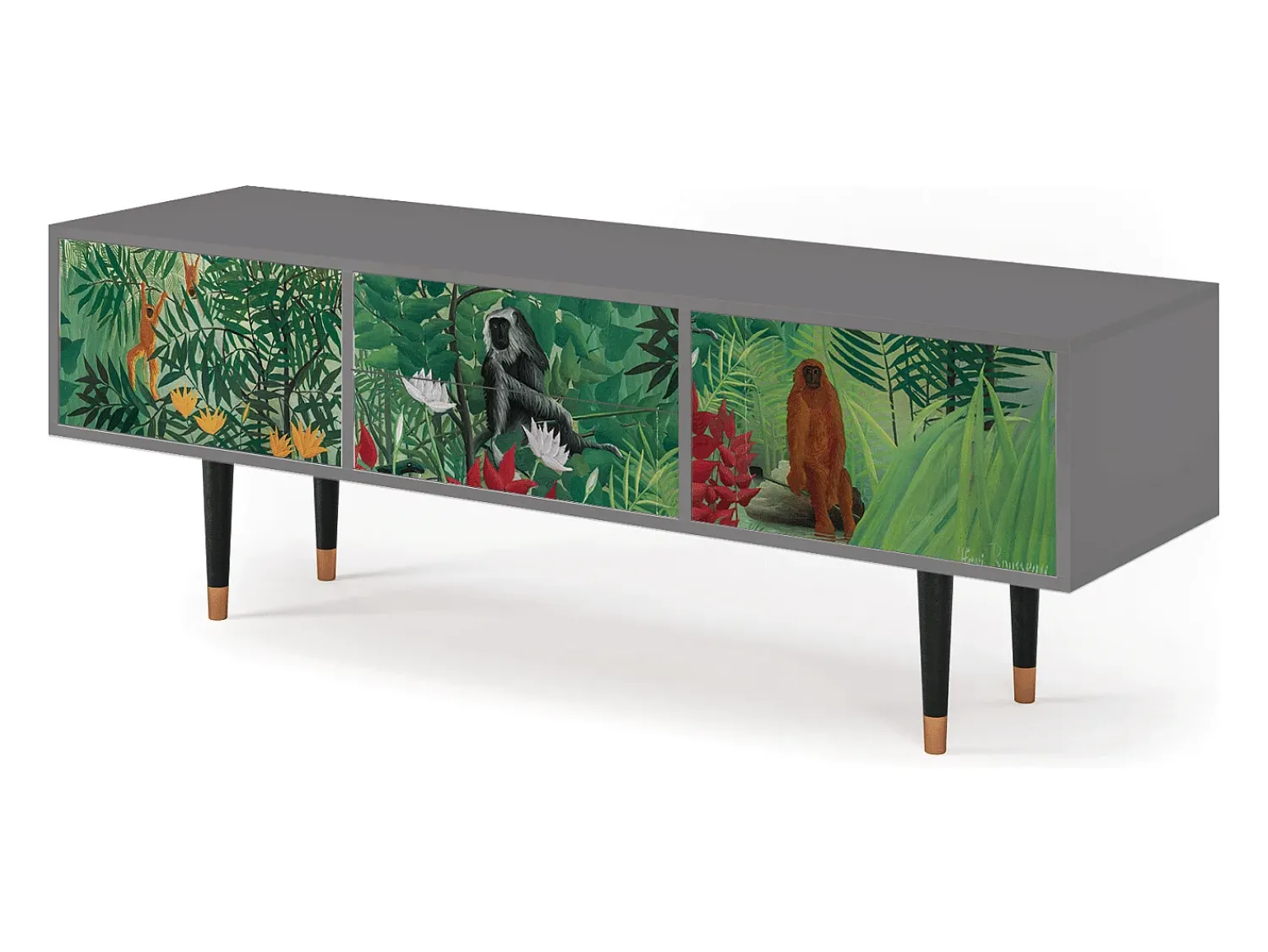 Móvel De Tv* Mueble de TV - 170х59х48 cm - T4 - Jungles in Paris, Cinza Cinzento