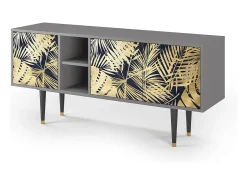 Móvel De Tv| Mueble de TV - 150х69х41 cm - T5 - Jungle Vibes, Cinza Cinzento