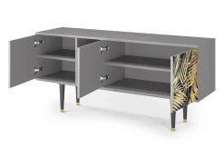 Móvel De Tv| Mueble de TV - 150х69х41 cm - T5 - Jungle Vibes, Cinza Cinzento