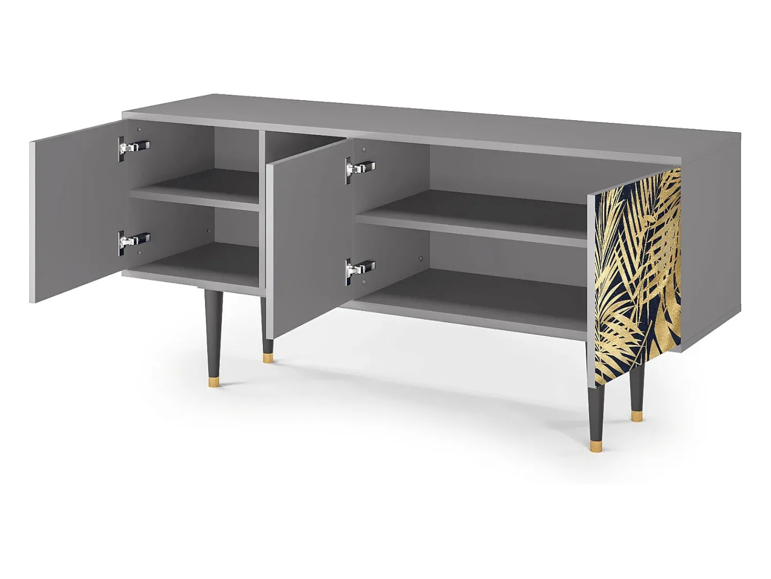 Móvel De Tv| Mueble de TV - 150х69х41 cm - T5 - Jungle Vibes, Cinza Cinzento