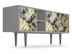 Móvel De Tv| Mueble de TV - 150х69х41 cm - T5 - Jungle Vibes, Cinza Cinzento