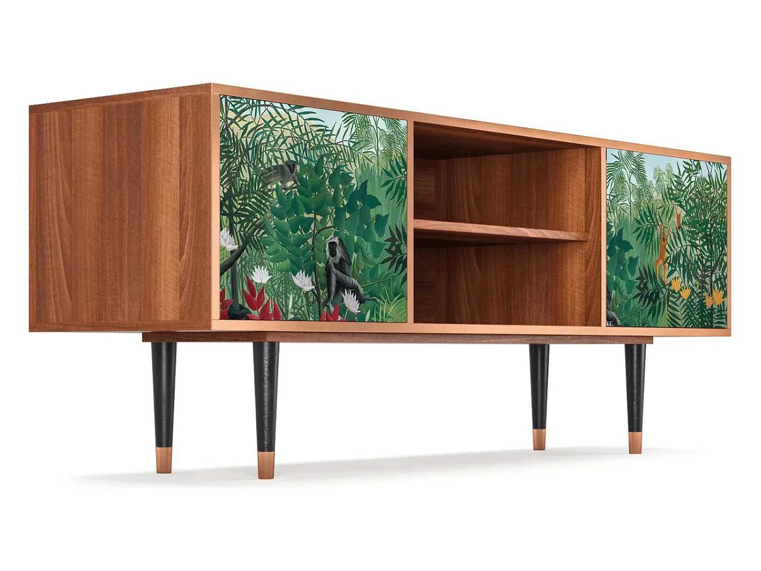 Móvel De Tv* Mueble de TV - 170х69х48 cm - T2 - Jungles in Paris, Nogueira Castanho