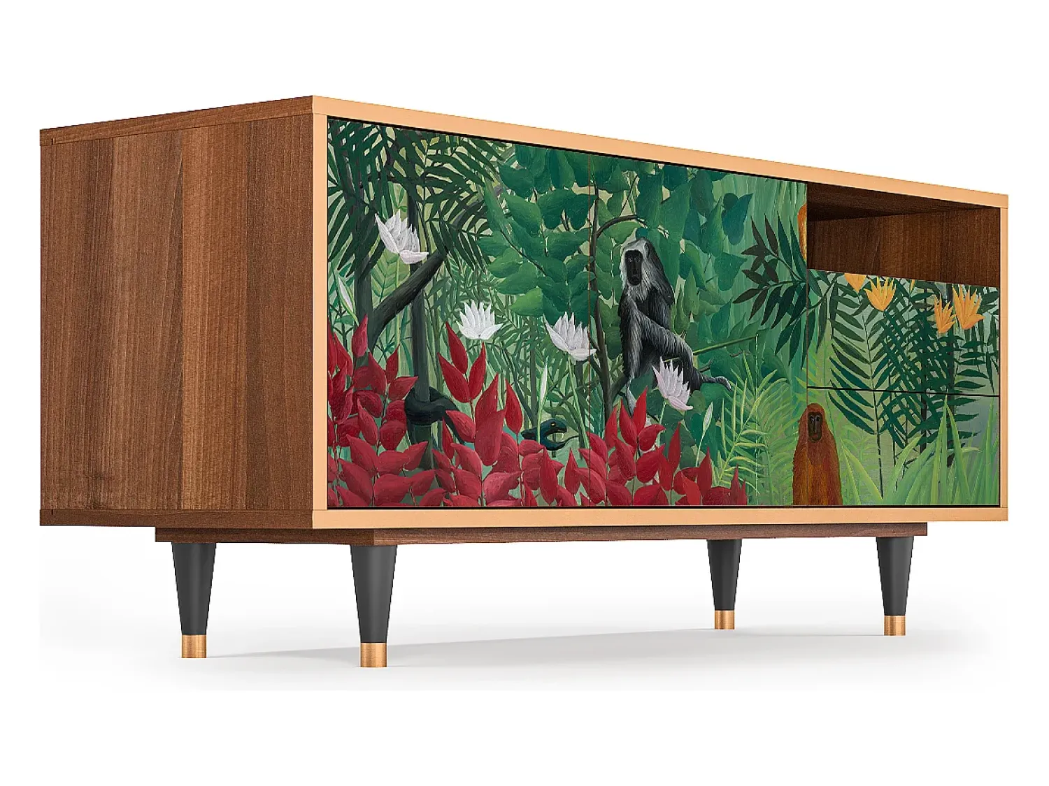Mueble de TV - 125х56х41 cm - T7 - Jungles in Paris, Nogueira^ Móvel De Tv