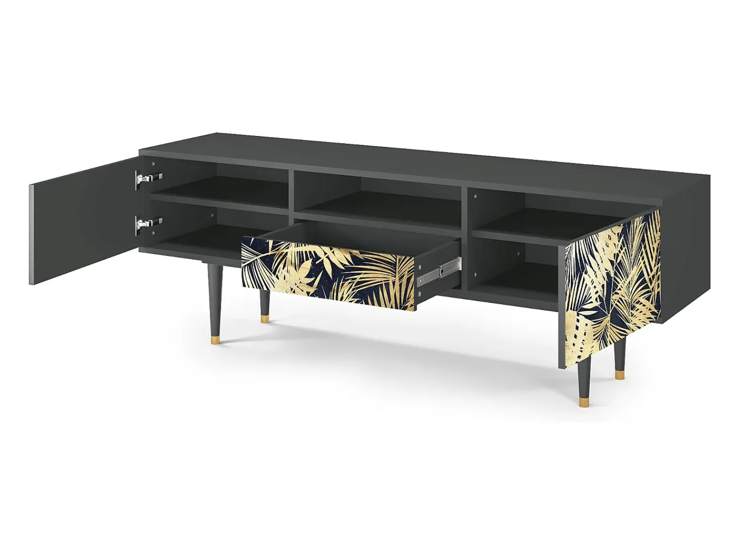 Online Mueble de TV - 170х59х41 cm - T6 - Jungle Vibes, Antracite Cinza antracite