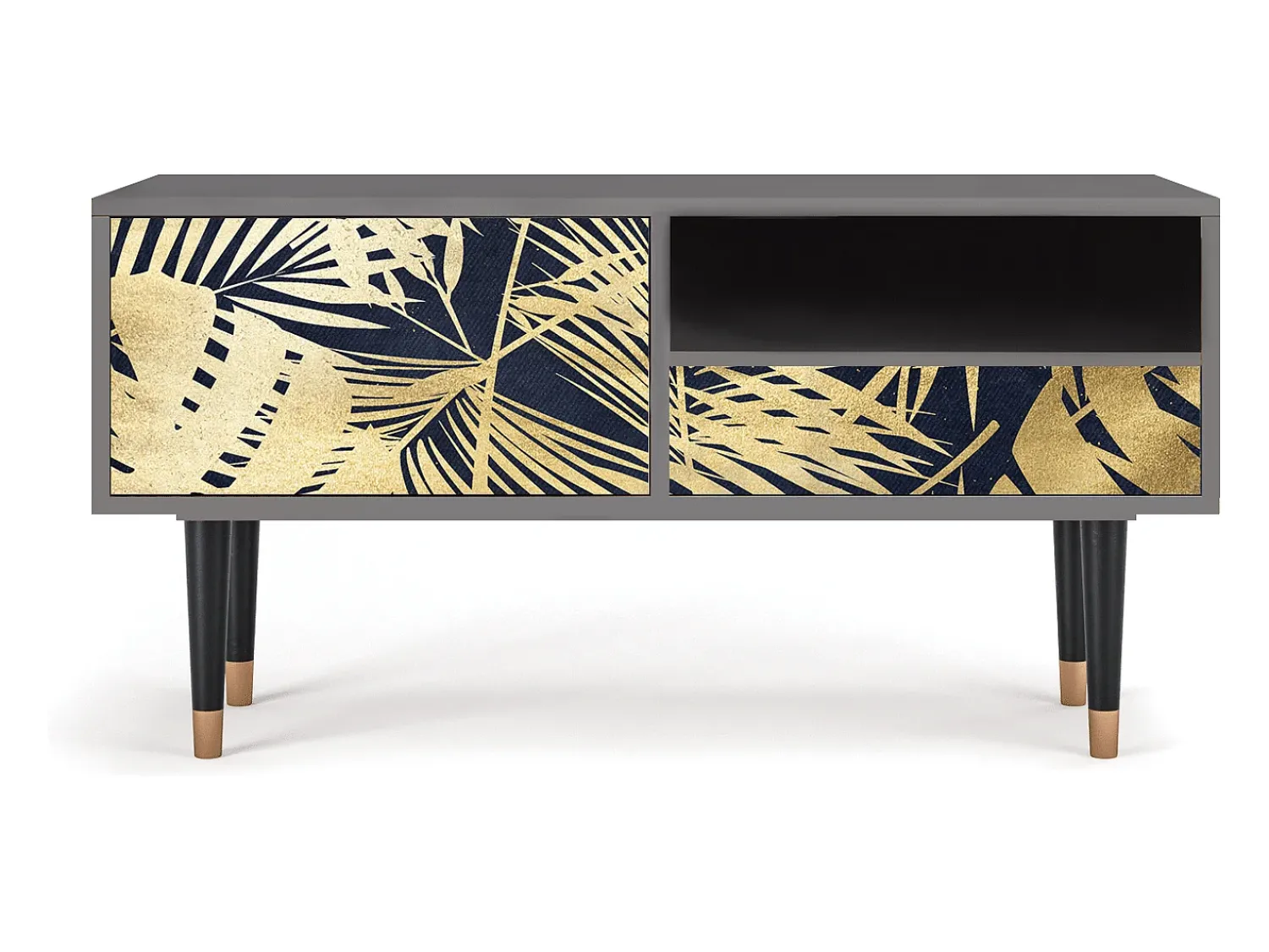 Discount Mueble de TV - 115х59х48 cm - T3 - Jungle Vibes, Cinza Cinzento
