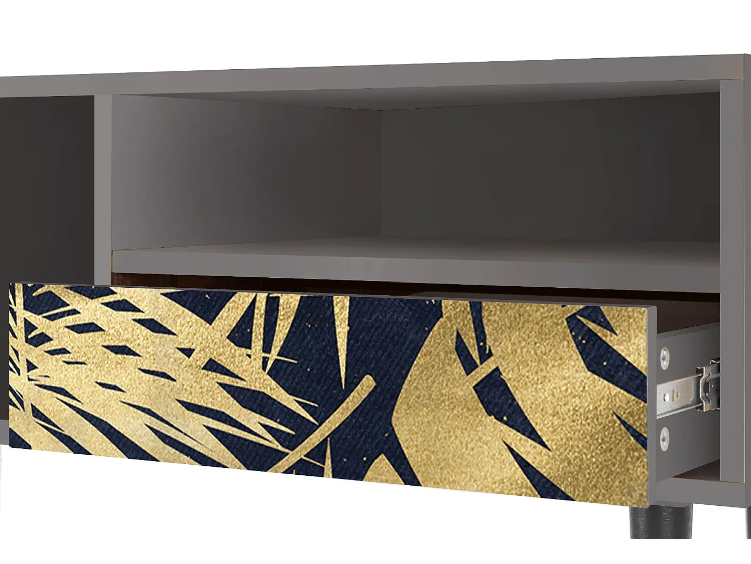 Discount Mueble de TV - 115х59х48 cm - T3 - Jungle Vibes, Cinza Cinzento