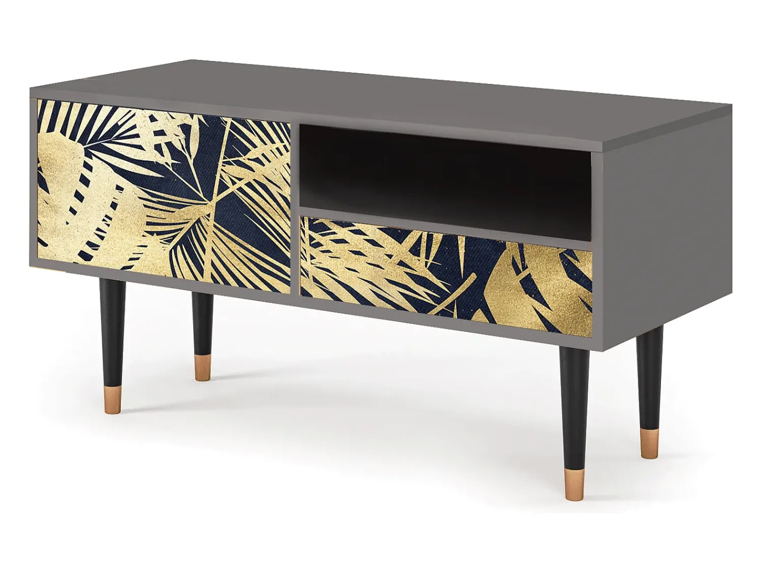 Discount Mueble de TV - 115х59х48 cm - T3 - Jungle Vibes, Cinza Cinzento