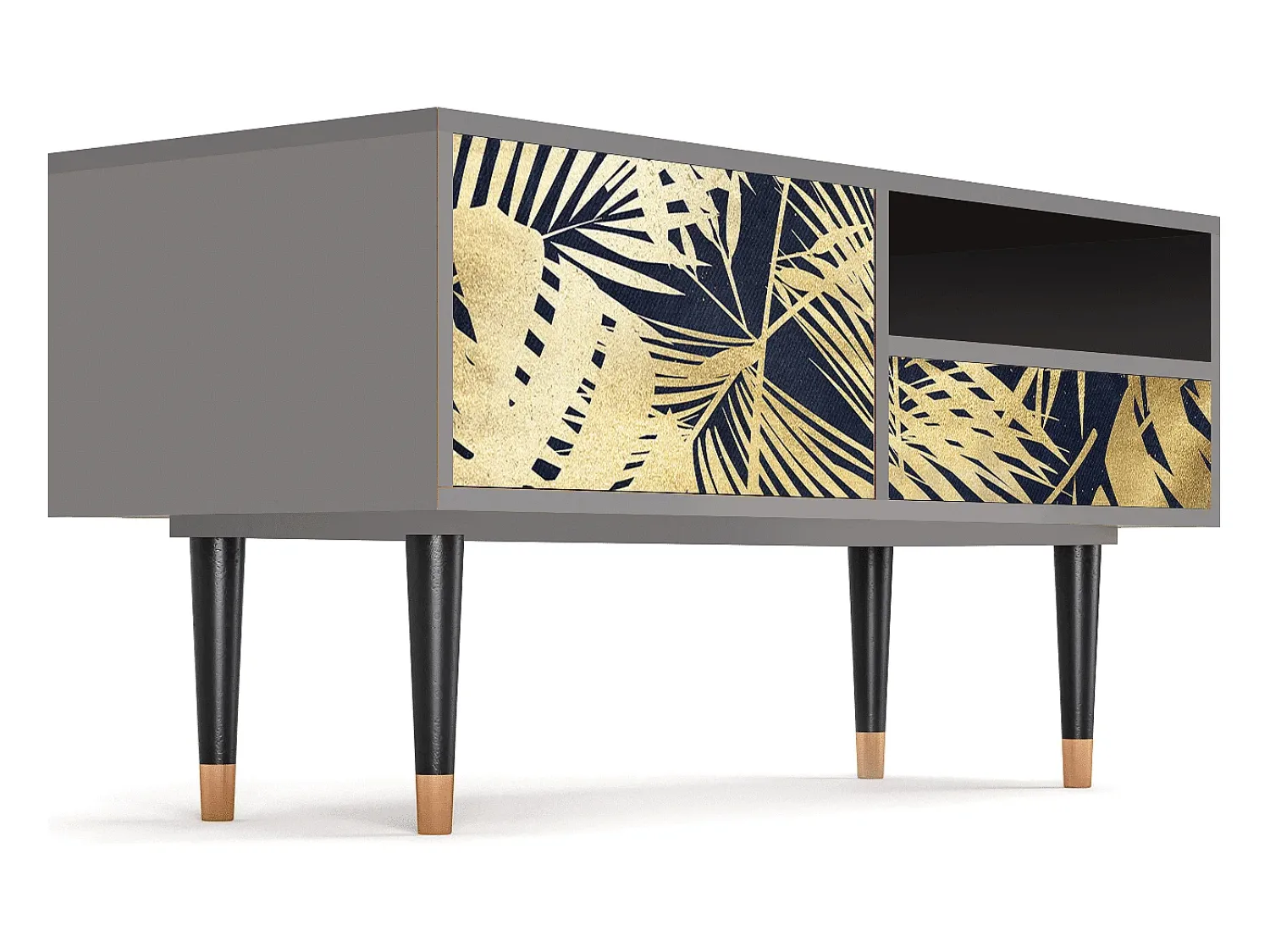 Discount Mueble de TV - 115х59х48 cm - T3 - Jungle Vibes, Cinza Cinzento