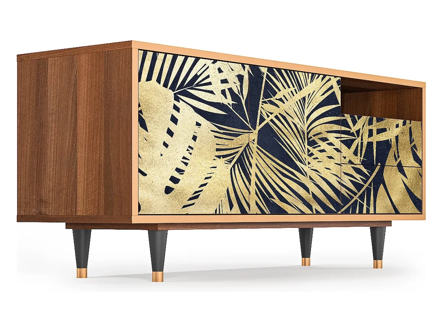 Móvel De Tv| Mueble de TV - 125х56х41 cm - T7 - Jungle Vibes, Nogueira Castanho