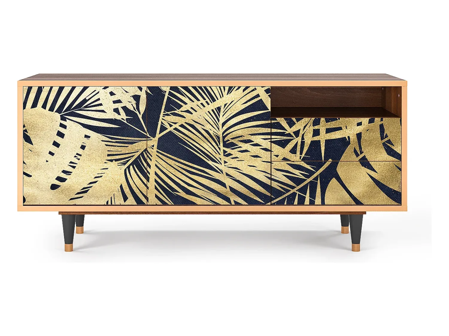 Móvel De Tv| Mueble de TV - 125х56х41 cm - T7 - Jungle Vibes, Nogueira Castanho