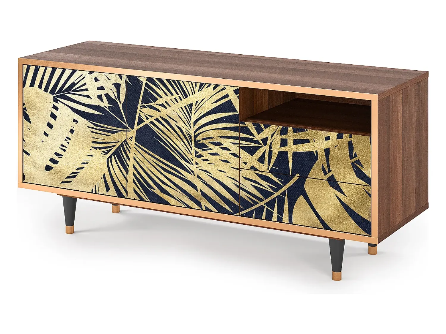 Móvel De Tv| Mueble de TV - 125х56х41 cm - T7 - Jungle Vibes, Nogueira Castanho