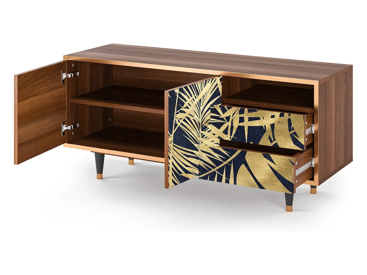 Móvel De Tv| Mueble de TV - 125х56х41 cm - T7 - Jungle Vibes, Nogueira Castanho