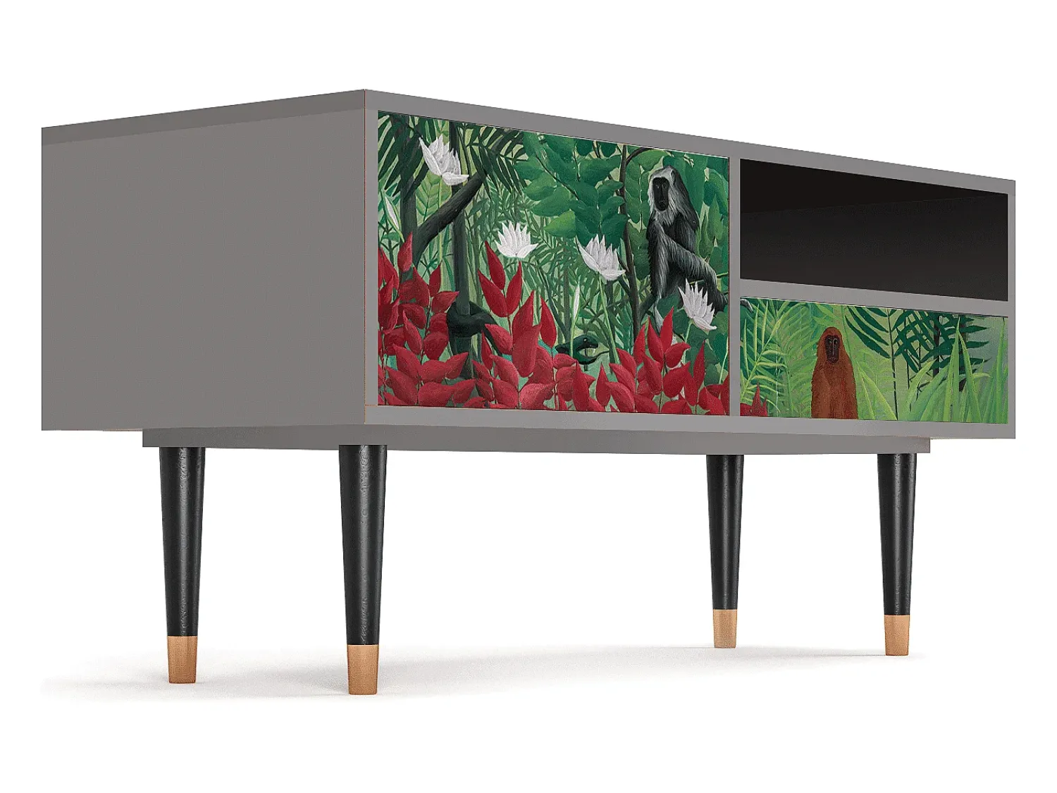 Móvel De Tv| Mueble de TV - 115х59х48 cm - T3 - Jungles in Paris, Cinza Cinzento