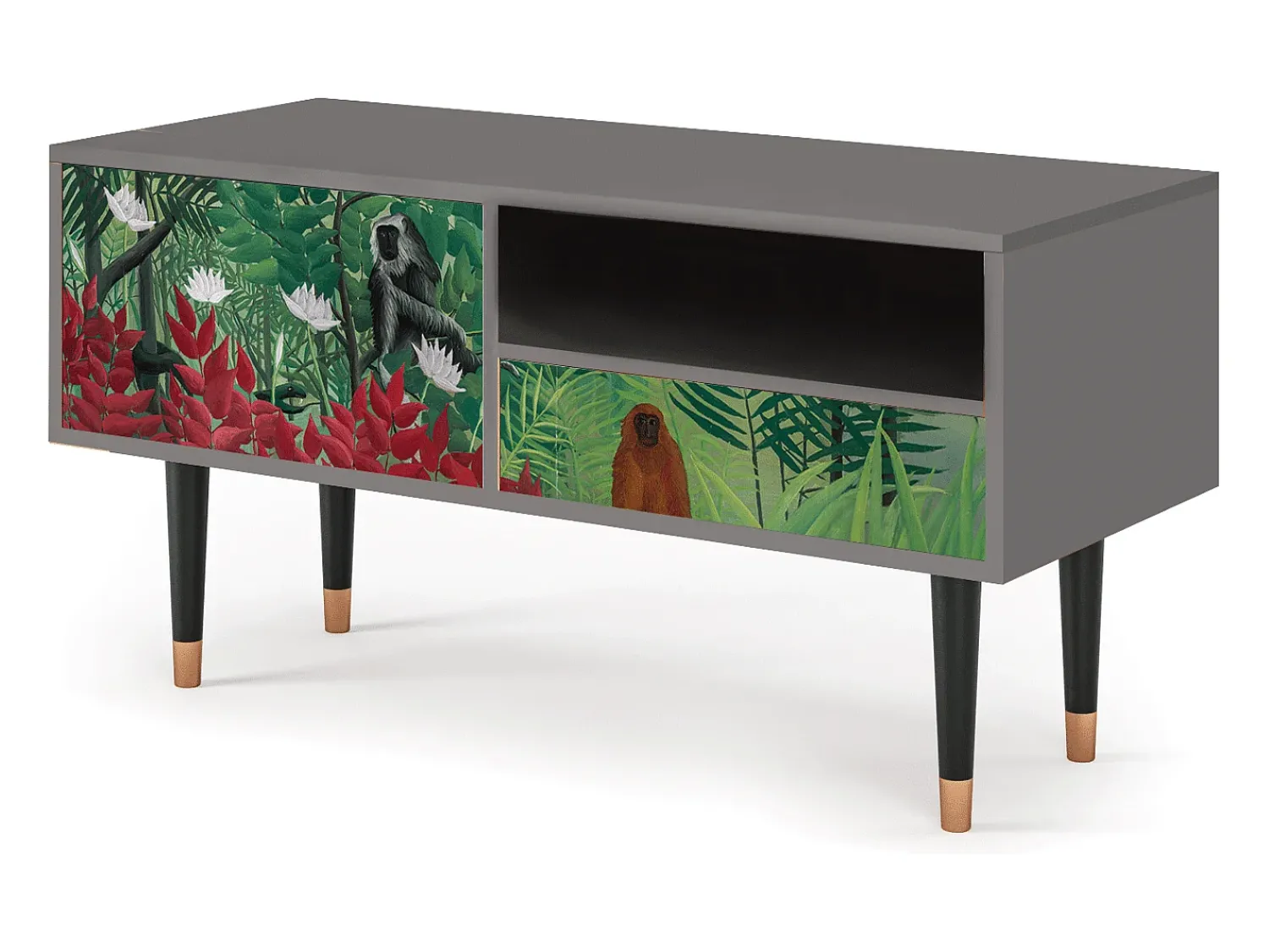 Móvel De Tv| Mueble de TV - 115х59х48 cm - T3 - Jungles in Paris, Cinza Cinzento