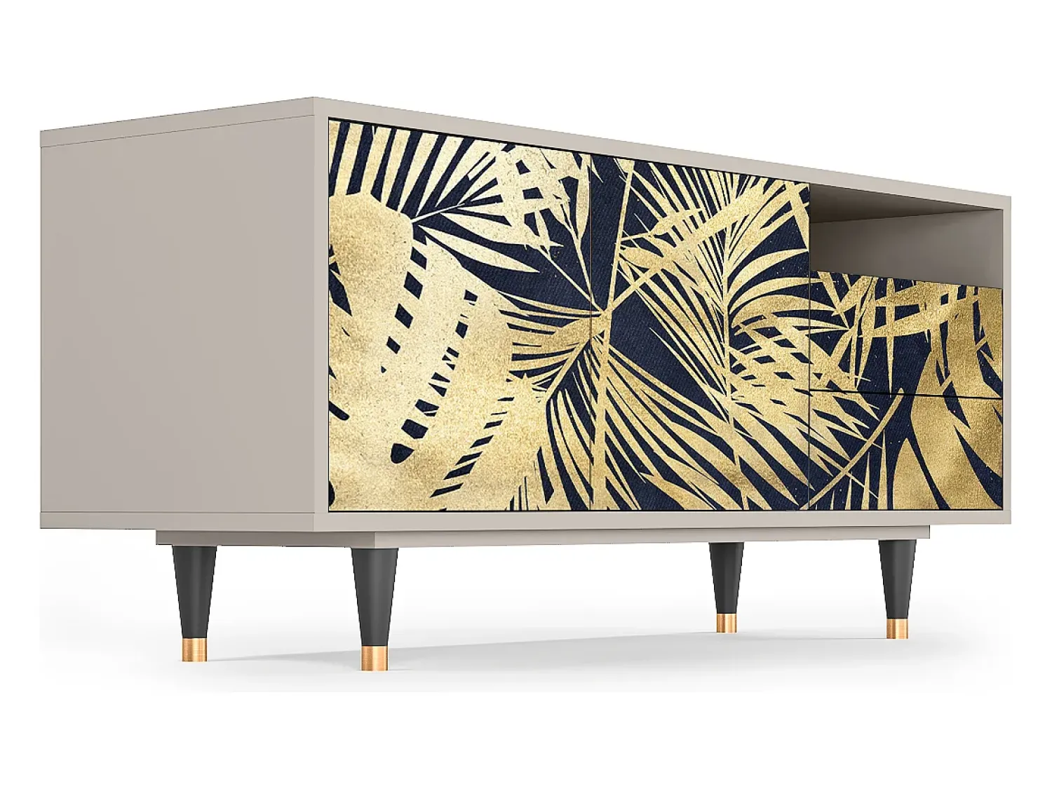 Móvel De Tv| Mueble de TV - 125х56х41 cm - T7 - Jungle Vibes, Areia Bege