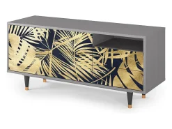 Móvel De Tv| Mueble de TV - 125х56х41 cm - T7 - Jungle Vibes, Cinza Cinzento