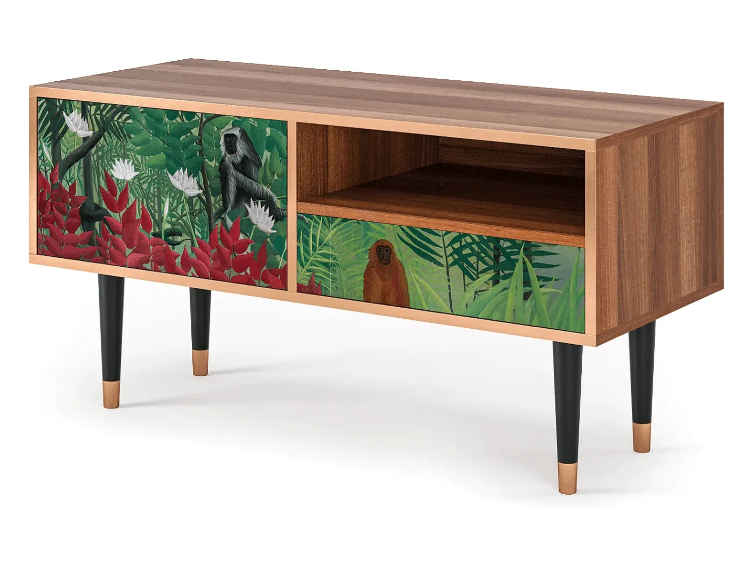 Móvel De Tv| Mueble de TV - 115х59х48 cm - T3 - Jungles in Paris, Nogueira Castanho
