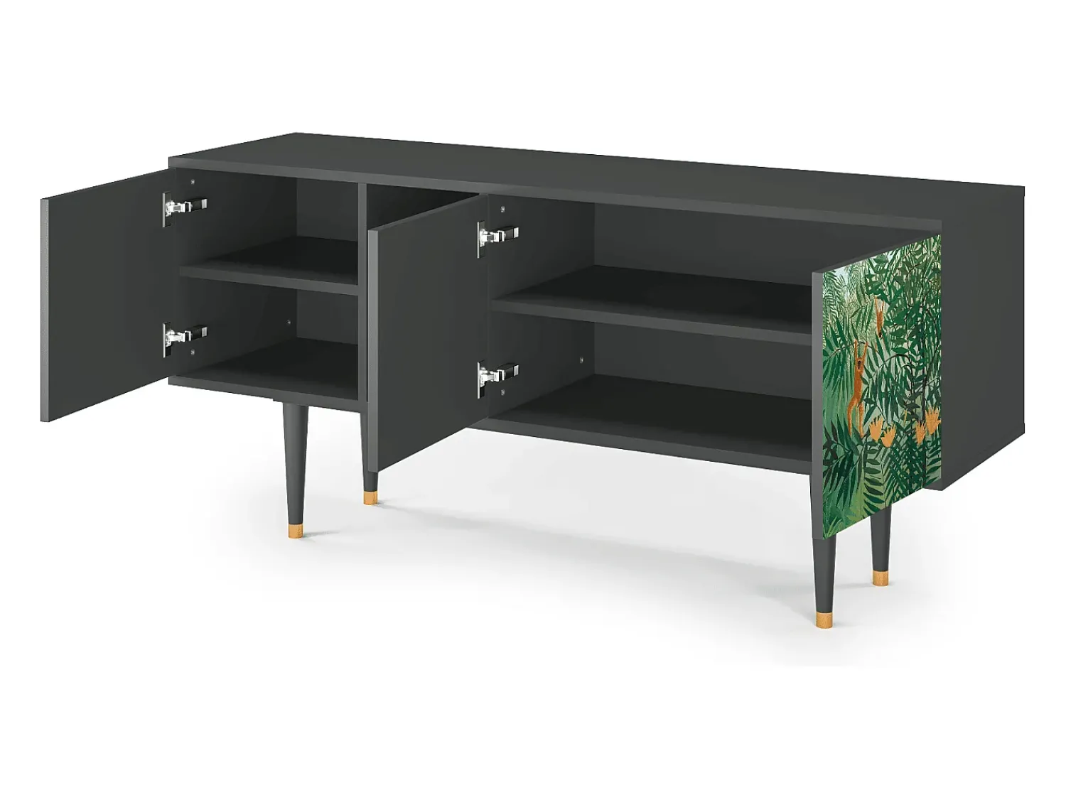 New Mueble de TV - 150х69х41 cm - T5 - Jungles in Paris, Antracite Cinza antracite