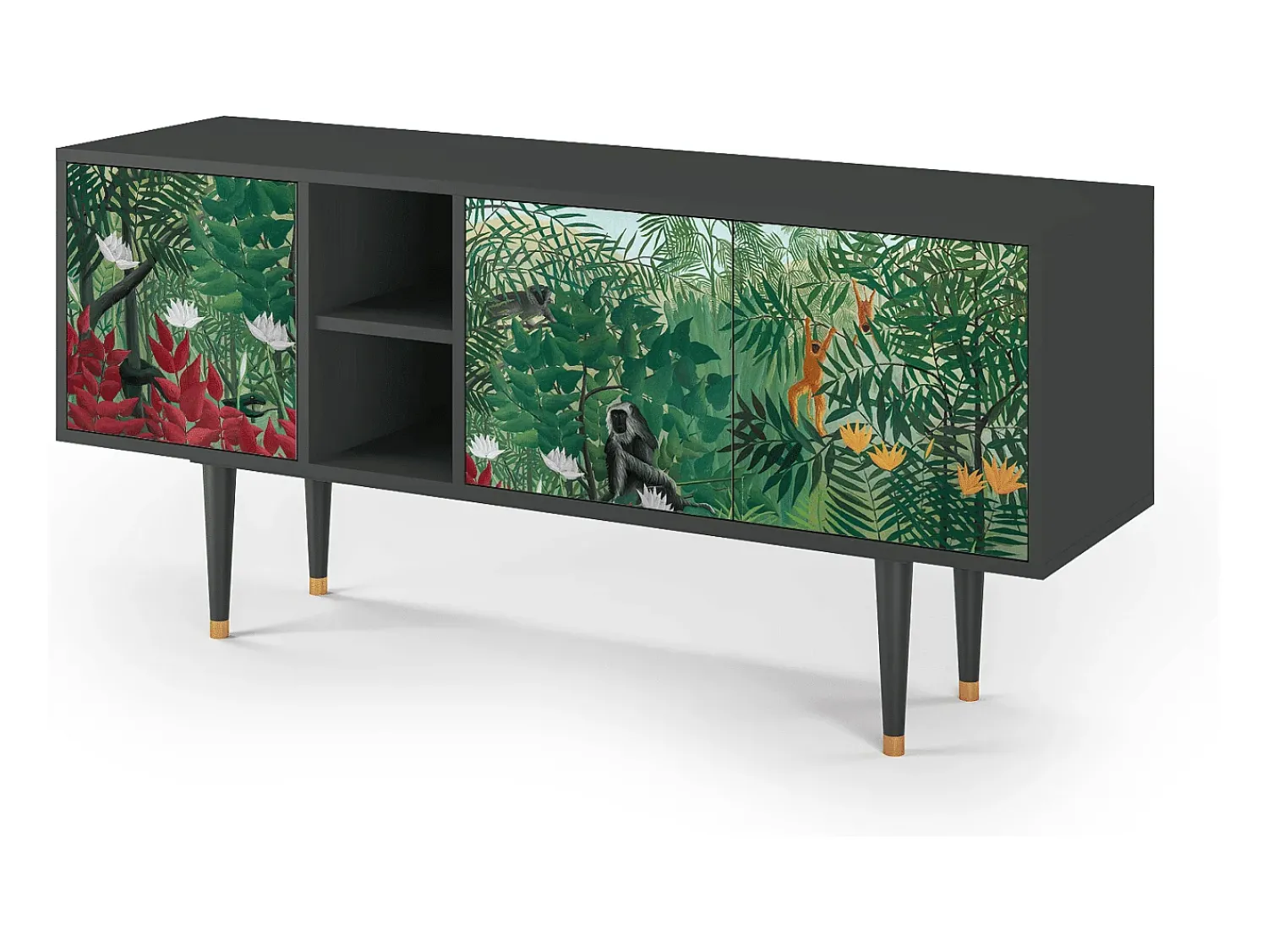 New Mueble de TV - 150х69х41 cm - T5 - Jungles in Paris, Antracite Cinza antracite