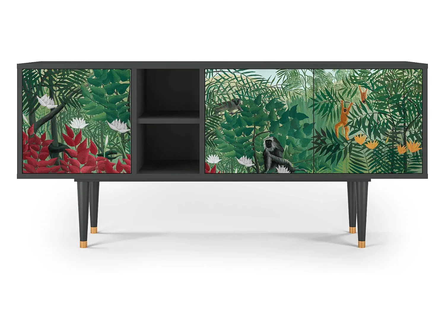 New Mueble de TV - 150х69х41 cm - T5 - Jungles in Paris, Antracite Cinza antracite