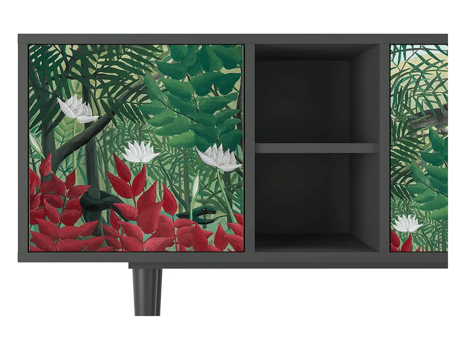 New Mueble de TV - 150х69х41 cm - T5 - Jungles in Paris, Antracite Cinza antracite